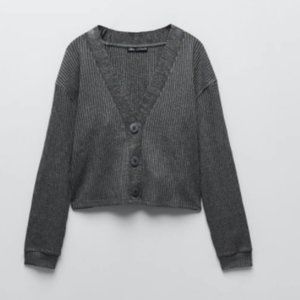 Zara Ribbed V-Neck Cardigan with Tags